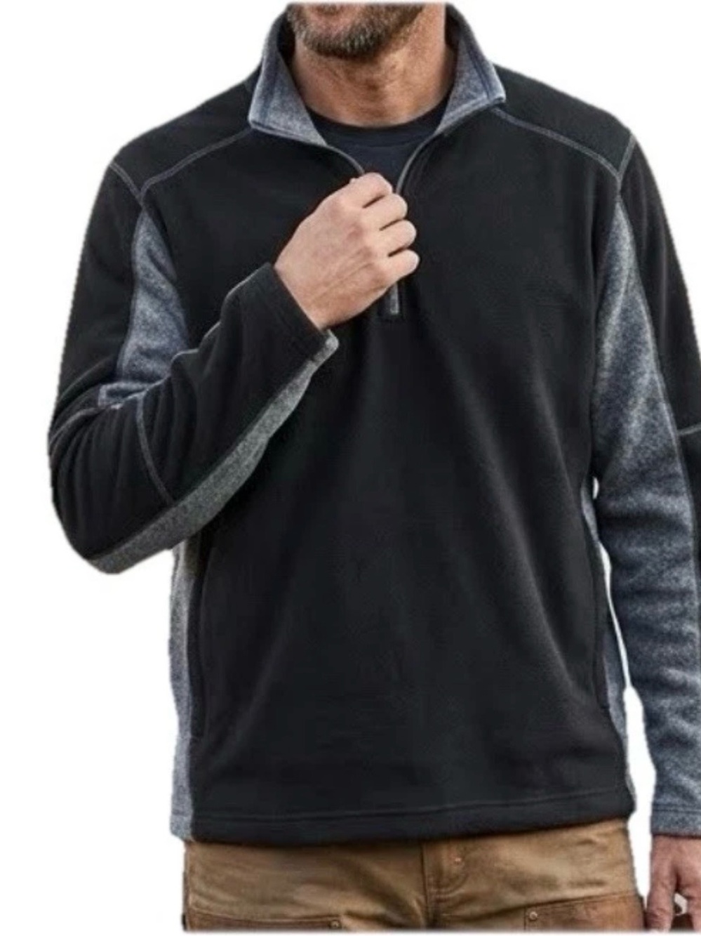 Orvis‎ Men’s Quarter  Zip Pullover Fleece Black/ Gray Size XL